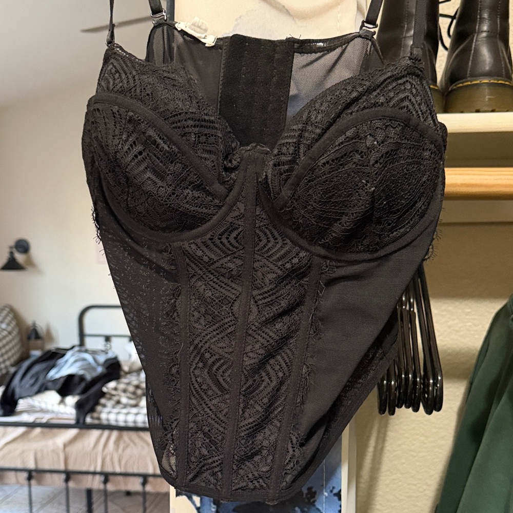 Black Lace Bustier Top